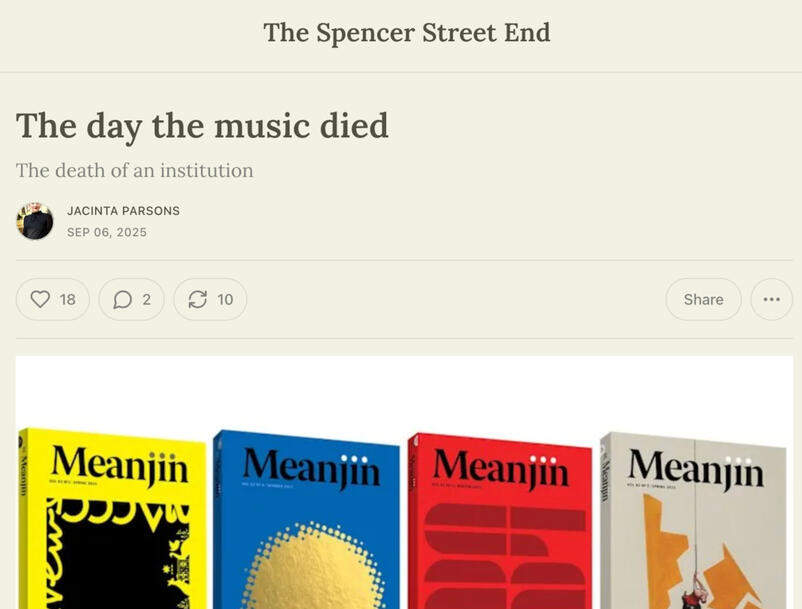 Screenshot of Article appearing on The Spencer Street End titled The day the music died