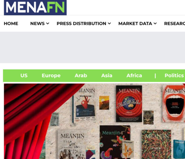 Screenshot of MENAFN site titled Australian Writers Shocked And 'Disgusted' By Closure Of 85-Year-Old Literary Journal Meanjin